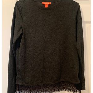 Charcoal long sleeve t-shirt with lace detail